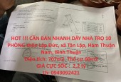 HOT !!! CẦN BÁN NHANH DÃY NHÀ TRỌ 10 PHÒNG Xã Tân Lập Hàm Thuận Nam Cách Quốc Lộ 1A 300m