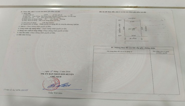 Cc Bán đất tặng nhà 2 tầng, 44m2, 1.x tỷ, tk1, ô góc, ô tô tránh, tại Đông Sơn Chương Mỹ Hà Nội