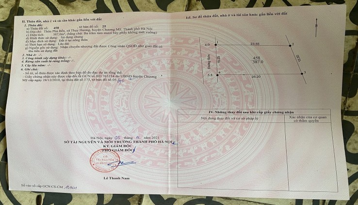 Đất 387m2, Full thổ cư, tk 3, Thụy Hương, Chương Mỹ, giá chỉ 1x tr/m2, ô tô, ngõ thông