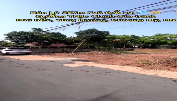 Đất 387m2, Full thổ cư, tk 1, Thụy Hương, Chương Mỹ, giá chỉ 1x tr/m2, ô tô, ngõ thông