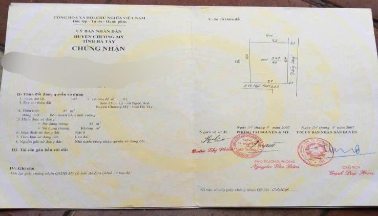 45m2, 1.x tỷ,đât Trung tâm Chúc Lý, Ngọc Hoà, tk3 , Chương Mỹ, tk1, ô tô đỗ cửa. Giá đầu tư 1.x tỷ.