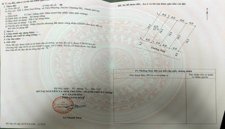 Cc gửi bán 2 lô đất 57.5m2, 1.x tỷ,  trục chính ô tô, Sơn Đồng, Tiên Phương, Chương Mỹ, HN