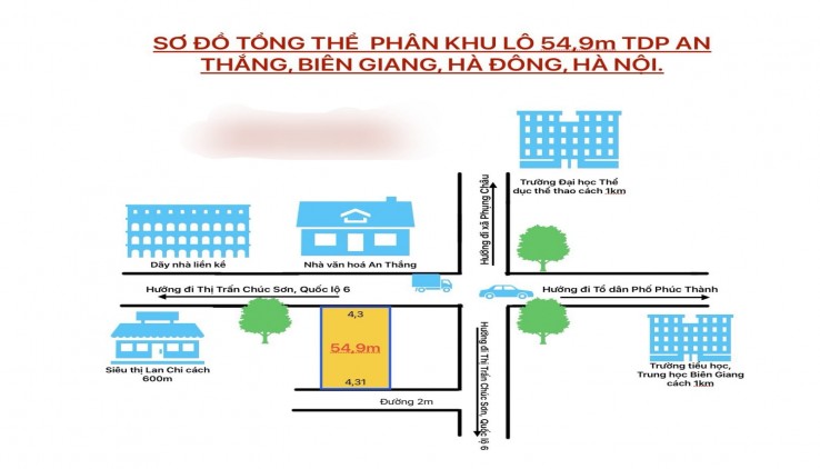 Cc gửi bán 55m2, 3.x tỷ, 2 mặt tiền, Đất trục chính kinh doanh, ô tô tại An Thắng, Biên Giang, Hà Đông, Hà Nội