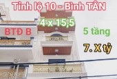 NHÀ ĐẸP SIÊU PHẨM - 5 TẦNG MỚI - TỈNH LỘ 10 - BÌNH TÂN - 62M2 -  7.X TỶ