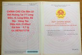 CHÍNH CHỦ Cần Bán Lô Đất Ruộng Tại TT Long Điền, H. Long Điền, Bà Rịa - Vũng Tàu