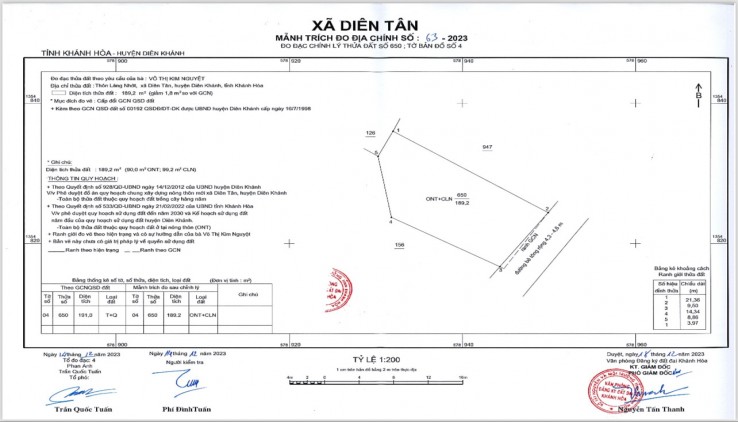 Lô đất đẹp chính chủ cần bán nhanh tại Diên Tân giá chỉ 2,6tr/m cách HL62 gần 70m