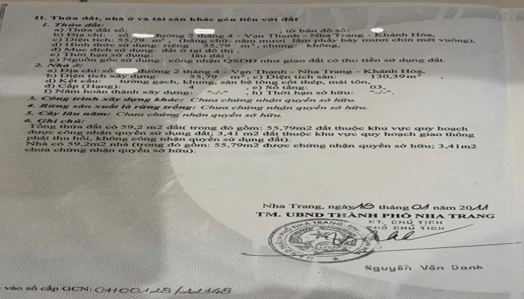 Nhà 3 tầng mặt tiền TTTP NHA TRANG